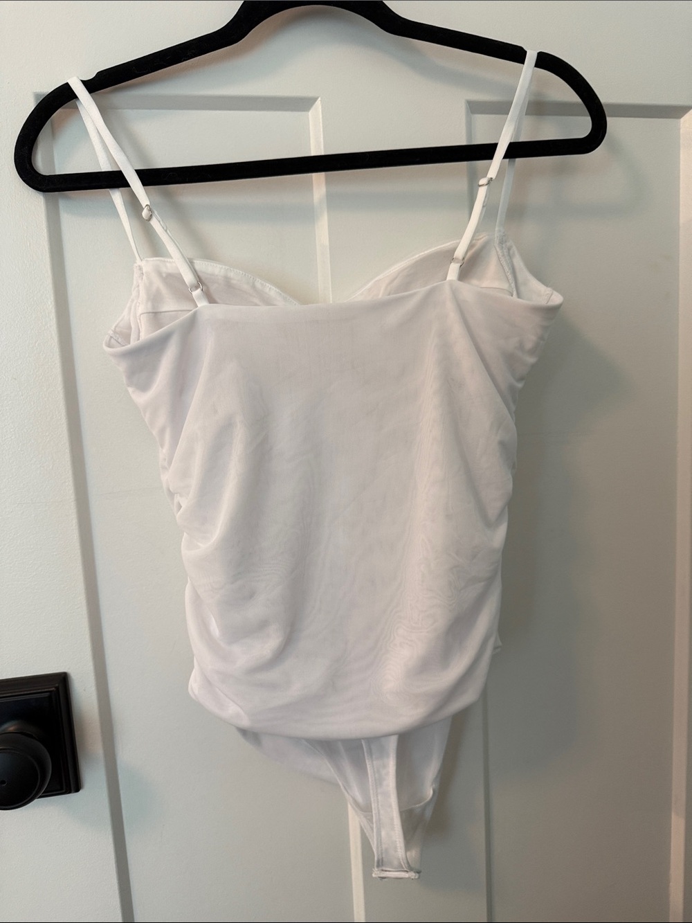 NWT Abercrombie & Fitch White Ruched Bustier Bodysuit with Adjustable Straps - Picture 6 of 9
